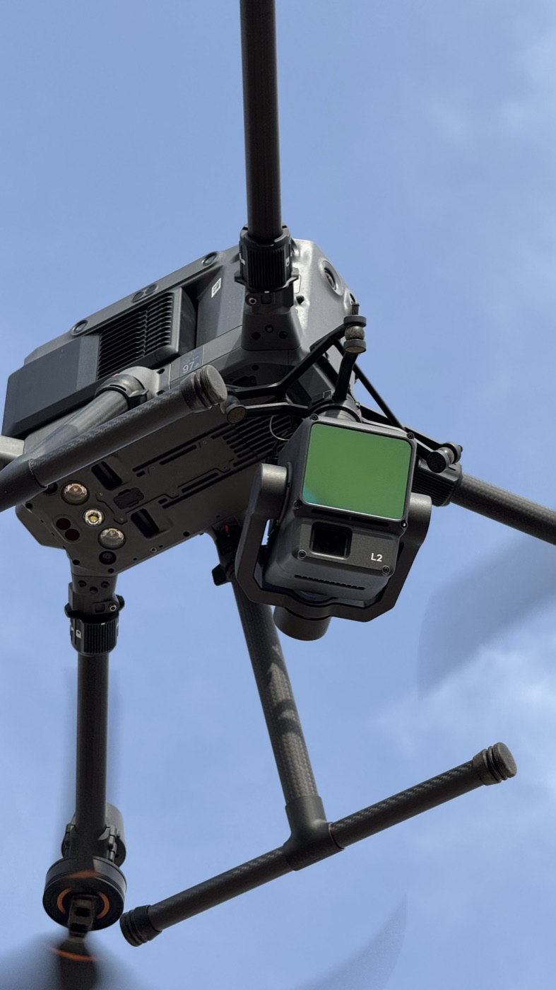 LiDAR sensor mounted under a SKY I survey drone